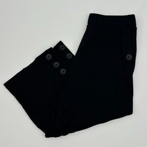 Compli K Cropped Pants Women's Medium Black High Waisted Ankle‎ Button Pull On